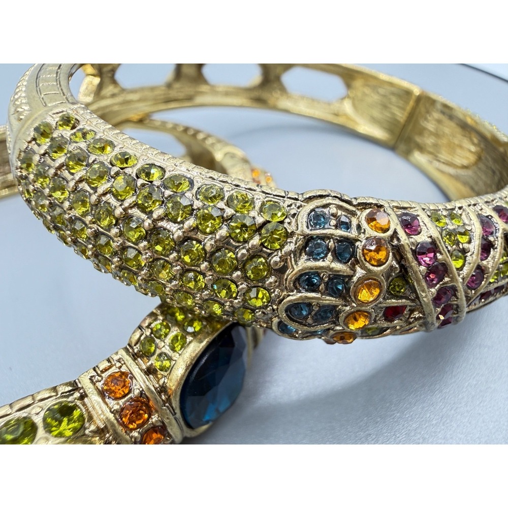 Heidi Daus Triple Play Crystal Bangle Bracelet 2 Pc Red (Siam Multi) STUNNING! - Picture 5 of 12